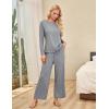 imageBlooming Jelly Womens Pajama Sets Pleated Long Sleeve 2 Piece Lounge Set Sleepwear Pj Sets with Pockets 2024Grey