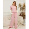 imageBlooming Jelly Womens Pajama Sets Pleated Long Sleeve 2 Piece Lounge Set Sleepwear Pj Sets with Pockets 2024Pink