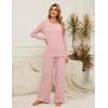 imageBlooming Jelly Womens Pajama Sets Pleated Long Sleeve 2 Piece Lounge Set Sleepwear Pj Sets with Pockets 2024Pink