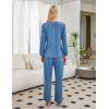 imageBlooming Jelly Womens Pajamas Set 2 Piece Lounge Pjs Sets Fall Outfits Long Sleeve Tie Front Tops Loungewear with PocketsBlue