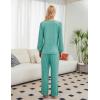 imageBlooming Jelly Womens Pajamas Set 2 Piece Lounge Pjs Sets Fall Outfits Long Sleeve Tie Front Tops Loungewear with PocketsGreen