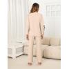 imageBlooming Jelly Womens Pajamas Set 2 Piece Lounge Pjs Sets Fall Outfits Long Sleeve Tie Front Tops Loungewear with PocketsLight Khaki
