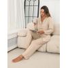 imageBlooming Jelly Womens Pajamas Set 2 Piece Lounge Pjs Sets Fall Outfits Long Sleeve Tie Front Tops Loungewear with PocketsLight Khaki