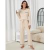imageBlooming Jelly Womens Pajamas Set Drawstring 2 Piece Lounge Set Ruffle Long Sleeve Pjs Soft Wide Leg Sleepwear PocketsApricot