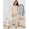 imageBlooming Jelly Womens Pajamas Set Drawstring 2 Piece Lounge Set Ruffle Long Sleeve Pjs Soft Wide Leg Sleepwear PocketsApricot