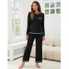 imageBlooming Jelly Womens Pajamas Set Drawstring 2 Piece Lounge Set Ruffle Long Sleeve Pjs Soft Wide Leg Sleepwear PocketsBlack