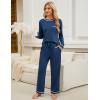 imageBlooming Jelly Womens Pajamas Set Drawstring 2 Piece Lounge Set Ruffle Long Sleeve Pjs Soft Wide Leg Sleepwear PocketsDark Blue