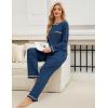 imageBlooming Jelly Womens Pajamas Set Drawstring 2 Piece Lounge Set Ruffle Long Sleeve Pjs Soft Wide Leg Sleepwear PocketsDark Blue