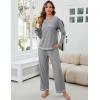 imageBlooming Jelly Womens Pajamas Set Drawstring 2 Piece Lounge Set Ruffle Long Sleeve Pjs Soft Wide Leg Sleepwear PocketsGrey