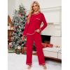 imageBlooming Jelly Womens Pajamas Set Drawstring 2 Piece Lounge Set Ruffle Long Sleeve Pjs Soft Wide Leg Sleepwear PocketsRed