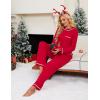 imageBlooming Jelly Womens Pajamas Set Drawstring 2 Piece Lounge Set Ruffle Long Sleeve Pjs Soft Wide Leg Sleepwear PocketsRed