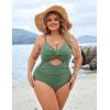 imageBlooming Jelly Womens Plus Size Bathing Suit Tummy Control One Piece Swimsuit Twist Front Ruched SwimwearArmy Green