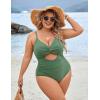 imageBlooming Jelly Womens Plus Size Bathing Suit Tummy Control One Piece Swimsuit Twist Front Ruched SwimwearArmy Green