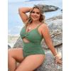 imageBlooming Jelly Womens Plus Size Bathing Suit Tummy Control One Piece Swimsuit Twist Front Ruched SwimwearArmy Green