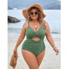 imageBlooming Jelly Womens Plus Size Bathing Suit Tummy Control One Piece Swimsuit Twist Front Ruched SwimwearArmy Green