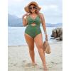 imageBlooming Jelly Womens Plus Size Bathing Suit Tummy Control One Piece Swimsuit Twist Front Ruched SwimwearArmy Green