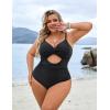 imageBlooming Jelly Womens Plus Size Bathing Suit Tummy Control One Piece Swimsuit Twist Front Ruched SwimwearBlack