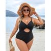 imageBlooming Jelly Womens Plus Size Bathing Suit Tummy Control One Piece Swimsuit Twist Front Ruched SwimwearBlack