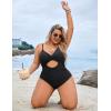 imageBlooming Jelly Womens Plus Size Bathing Suit Tummy Control One Piece Swimsuit Twist Front Ruched SwimwearBlack