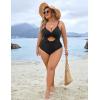 imageBlooming Jelly Womens Plus Size Bathing Suit Tummy Control One Piece Swimsuit Twist Front Ruched SwimwearBlack