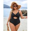 imageBlooming Jelly Womens Plus Size Bathing Suit Tummy Control One Piece Swimsuit Twist Front Ruched SwimwearBlack
