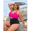 imageBlooming Jelly Womens Plus Size Bathing Suit Tummy Control One Piece Swimsuit Twist Front Ruched SwimwearBlack and Pink