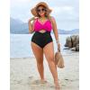 imageBlooming Jelly Womens Plus Size Bathing Suit Tummy Control One Piece Swimsuit Twist Front Ruched SwimwearBlack and Pink