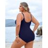 imageBlooming Jelly Womens Plus Size Bathing Suit Tummy Control One Piece Swimsuit Twist Front Ruched SwimwearDark Blue