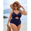 imageBlooming Jelly Womens Plus Size Bathing Suit Tummy Control One Piece Swimsuit Twist Front Ruched SwimwearDark Blue