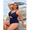 imageBlooming Jelly Womens Plus Size Bathing Suit Tummy Control One Piece Swimsuit Twist Front Ruched SwimwearDark Blue