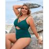imageBlooming Jelly Womens Plus Size Bathing Suit Tummy Control One Piece Swimsuit Twist Front Ruched SwimwearDark Cyan