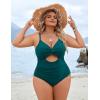 imageBlooming Jelly Womens Plus Size Bathing Suit Tummy Control One Piece Swimsuit Twist Front Ruched SwimwearDark Cyan