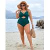 imageBlooming Jelly Womens Plus Size Bathing Suit Tummy Control One Piece Swimsuit Twist Front Ruched SwimwearDark Cyan