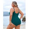 imageBlooming Jelly Womens Plus Size Bathing Suit Tummy Control One Piece Swimsuit Twist Front Ruched SwimwearDark Cyan
