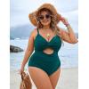 imageBlooming Jelly Womens Plus Size Bathing Suit Tummy Control One Piece Swimsuit Twist Front Ruched SwimwearDark Cyan