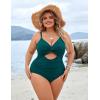 imageBlooming Jelly Womens Plus Size Bathing Suit Tummy Control One Piece Swimsuit Twist Front Ruched SwimwearDark Cyan