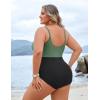 imageBlooming Jelly Womens Plus Size Bathing Suit Tummy Control One Piece Swimsuit Twist Front Ruched SwimwearGreen and Black
