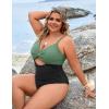 imageBlooming Jelly Womens Plus Size Bathing Suit Tummy Control One Piece Swimsuit Twist Front Ruched SwimwearGreen and Black