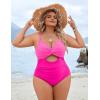 imageBlooming Jelly Womens Plus Size Bathing Suit Tummy Control One Piece Swimsuit Twist Front Ruched SwimwearHot Pink