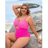 imageBlooming Jelly Womens Plus Size Bathing Suit Tummy Control One Piece Swimsuit Twist Front Ruched SwimwearHot Pink