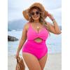 imageBlooming Jelly Womens Plus Size Bathing Suit Tummy Control One Piece Swimsuit Twist Front Ruched SwimwearHot Pink
