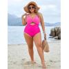 imageBlooming Jelly Womens Plus Size Bathing Suit Tummy Control One Piece Swimsuit Twist Front Ruched SwimwearHot Pink