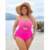 imageBlooming Jelly Womens Plus Size Bathing Suit Tummy Control One Piece Swimsuit Twist Front Ruched SwimwearHot Pink