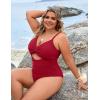 imageBlooming Jelly Womens Plus Size Bathing Suit Tummy Control One Piece Swimsuit Twist Front Ruched SwimwearRed