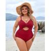 imageBlooming Jelly Womens Plus Size Bathing Suit Tummy Control One Piece Swimsuit Twist Front Ruched SwimwearRed