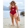 imageBlooming Jelly Womens Plus Size Bathing Suit Tummy Control One Piece Swimsuit Twist Front Ruched SwimwearRed