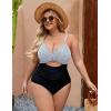imageBlooming Jelly Womens Plus Size Bathing Suit Tummy Control One Piece Swimsuit Twist Front Ruched SwimwearStriped and Black