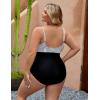 imageBlooming Jelly Womens Plus Size Bathing Suit Tummy Control One Piece Swimsuit Twist Front Ruched SwimwearStriped and Black