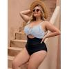 imageBlooming Jelly Womens Plus Size Bathing Suit Tummy Control One Piece Swimsuit Twist Front Ruched SwimwearStriped and Black