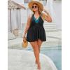 imageBlooming Jelly Womens Plus Size Swimsuit One Piece Swim Dress Tummy Control Bathing Suit Color Block Halter SwimwearBlack Teal Block
